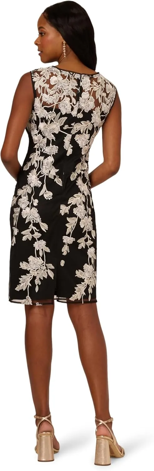 Adrianna Papell Women's Border Embroidery Sheath Dress