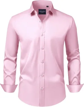 Alimens & Gentle Men's Dress Shirts Transitional Weather Long Sleeve Stretch Wrinkle-Free Button Down Top