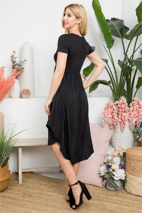 Black Empire Waist High Low Dress
