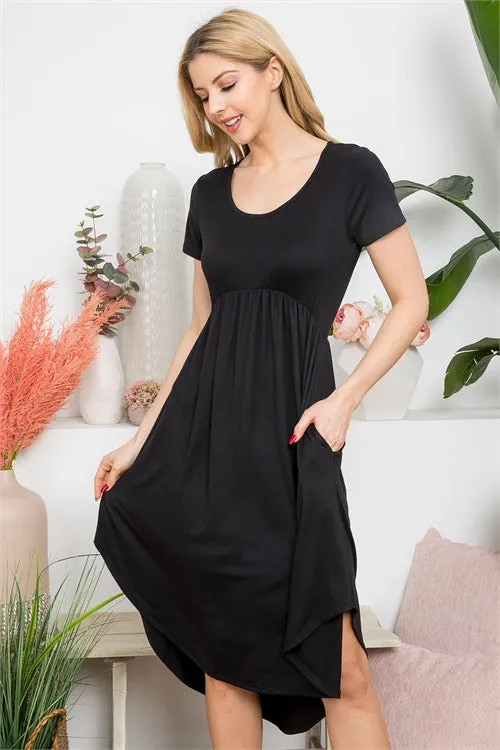 Black Empire Waist High Low Dress