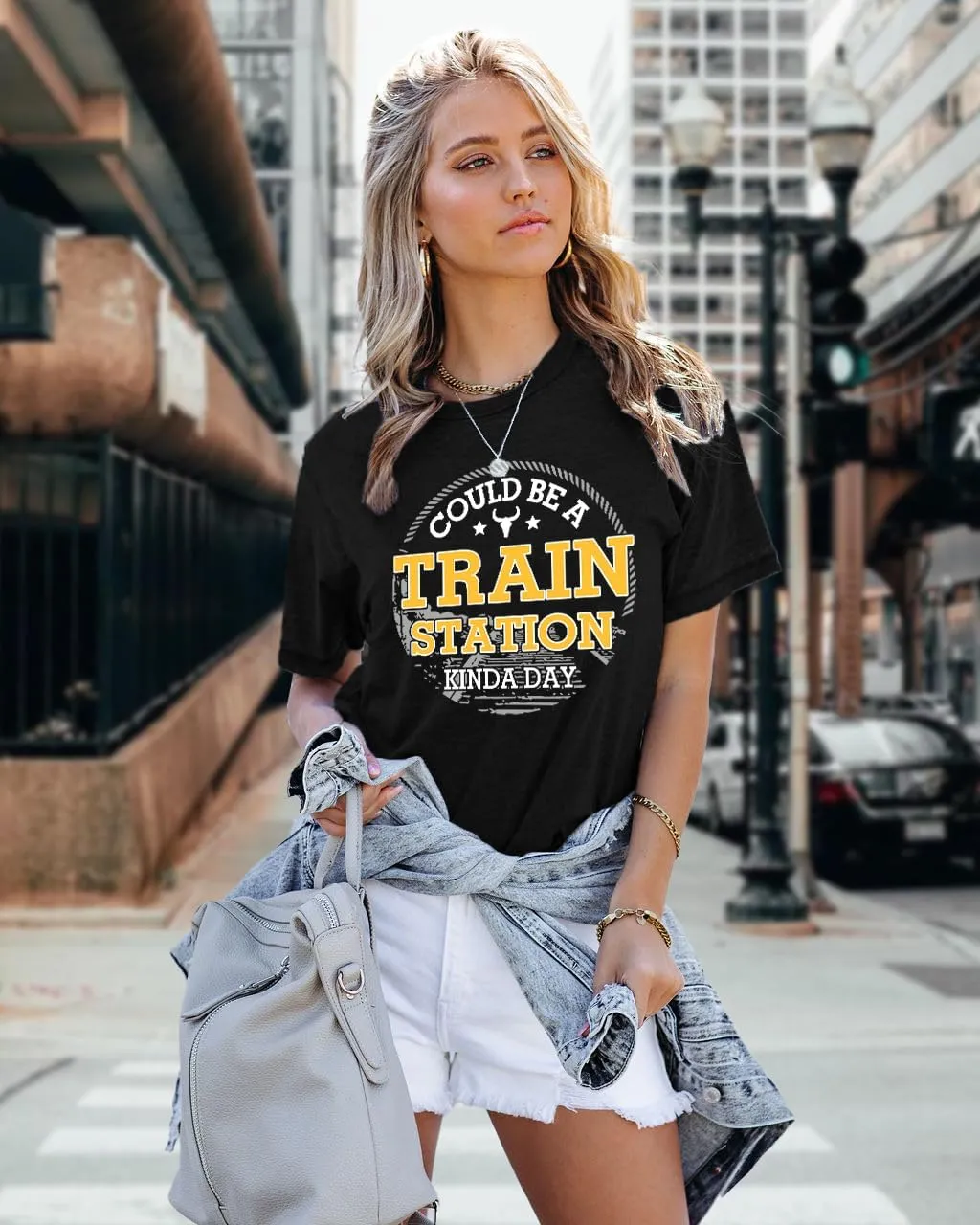 Could Be A Train Station Kinda Day Shirt Women Funny Country Music Tees Casual Summer Short Sleeve Tops