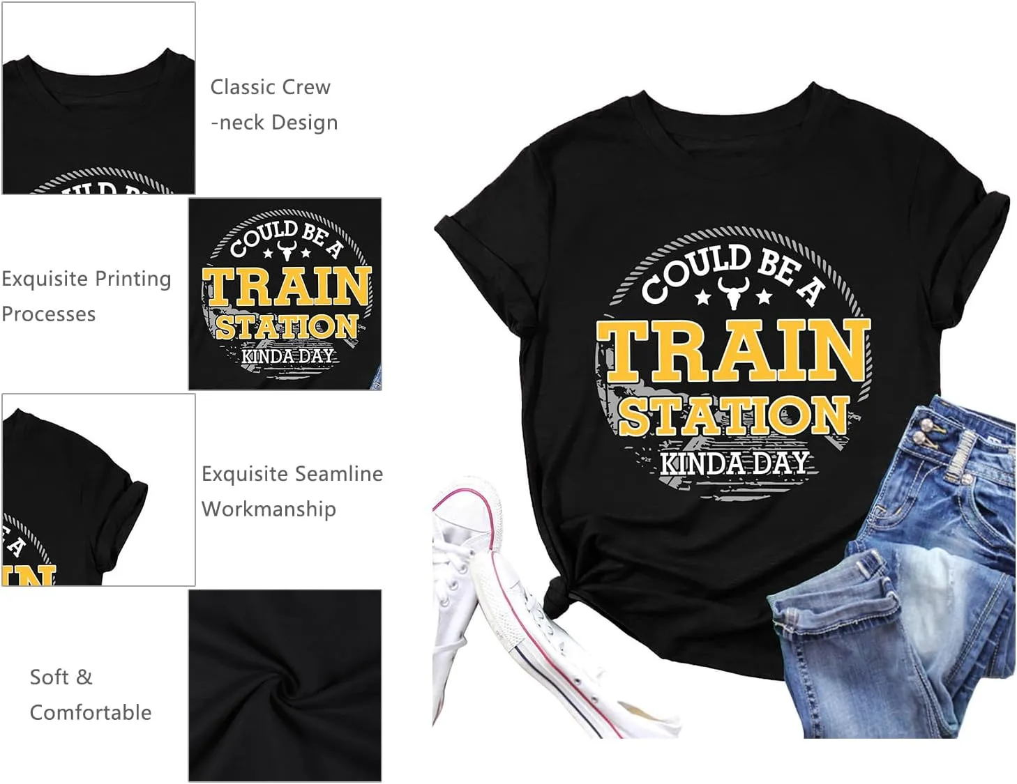 Could Be A Train Station Kinda Day Shirt Women Funny Country Music Tees Casual Summer Short Sleeve Tops