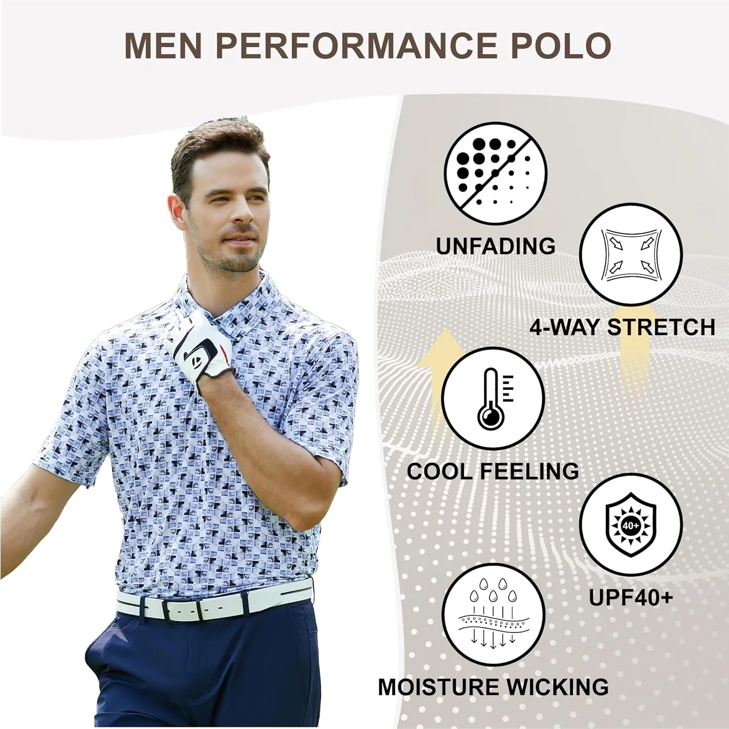 Damipow Premium Golf Shirts for Men Dry Fit Performance Polo Short Sleeve Collared Shirt