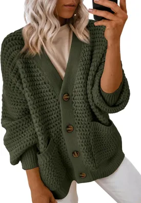 Dokotoo Women's 2025 Fashion Casual Open Front Long Sleeve Chunky Knit Cardigans Sweaters Outerwear Coats