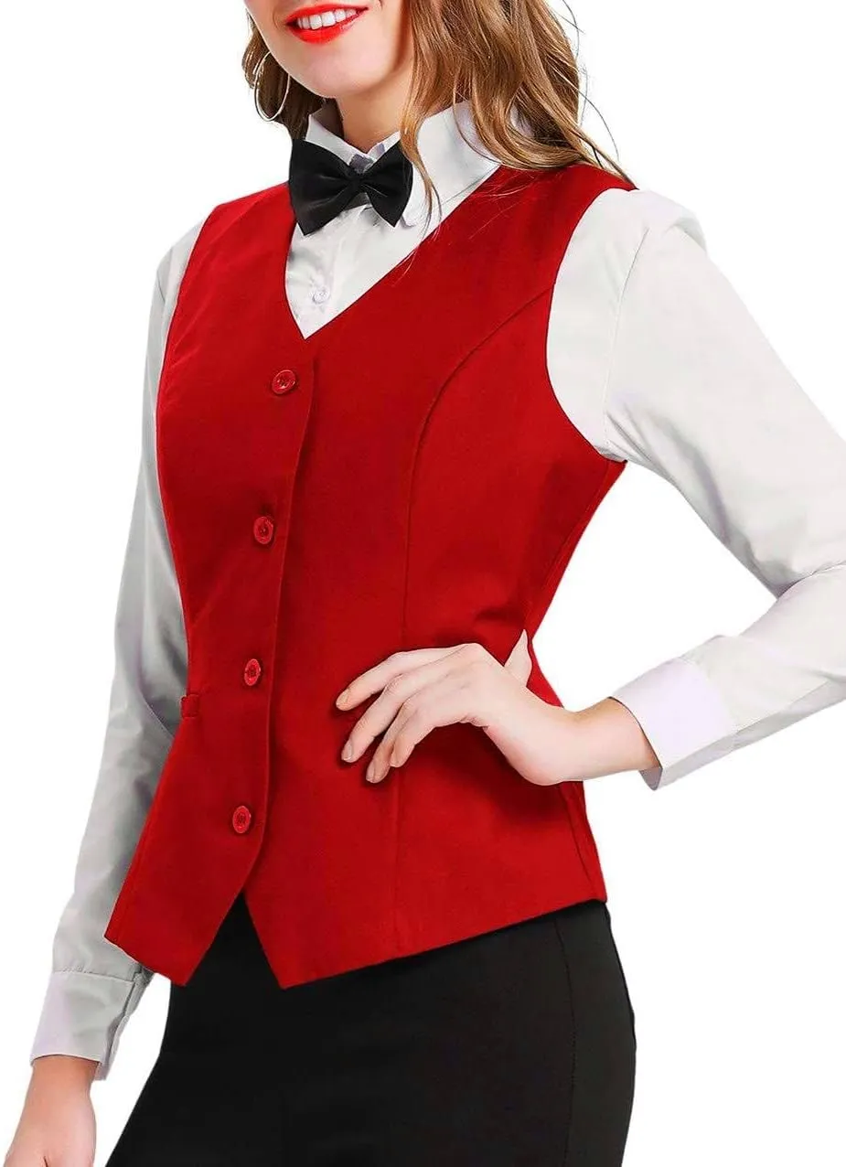 GRACE KARIN Women's V-Neck Slim Fit Office Bottoned Dressy Suit Vest Waistcoats