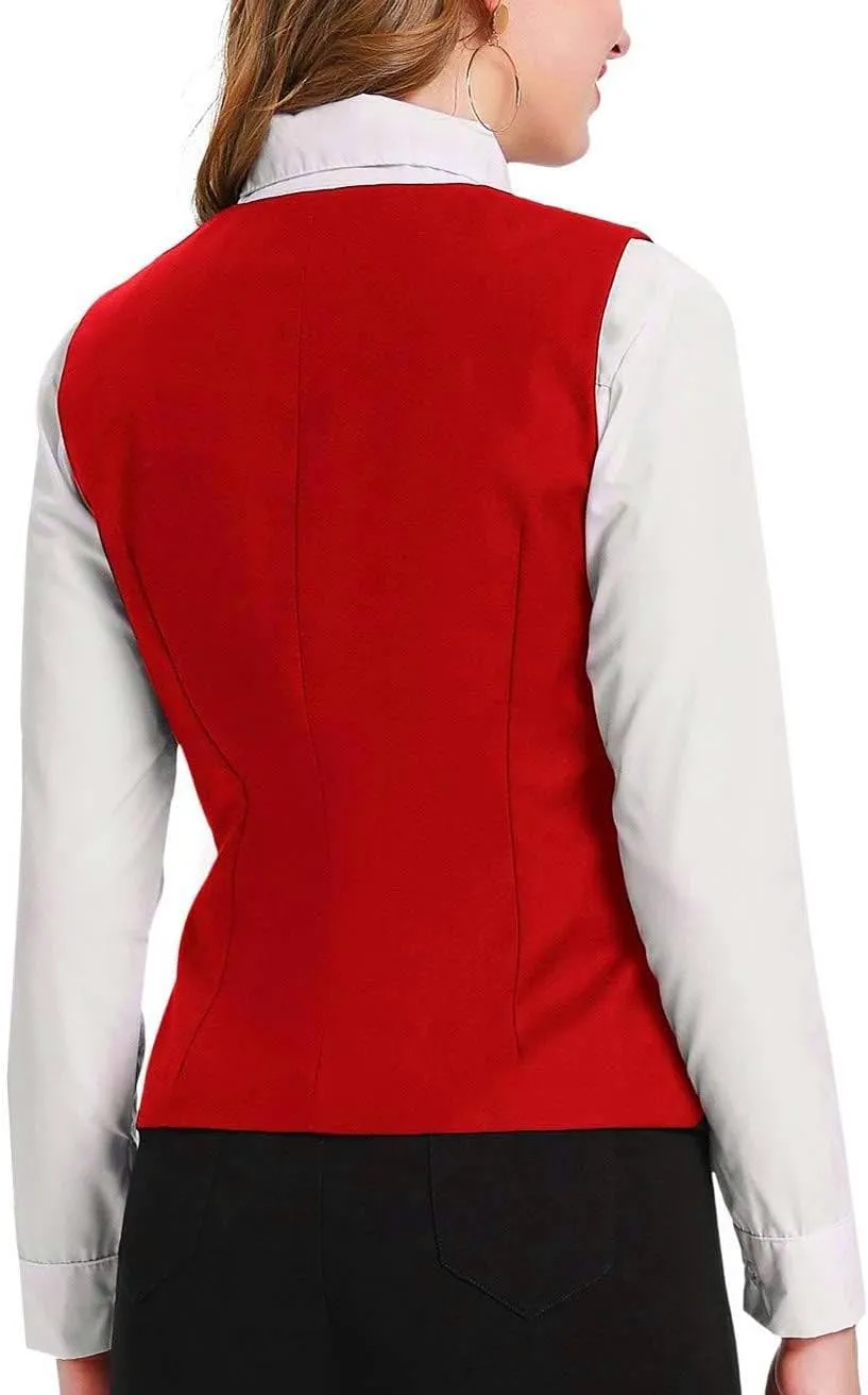 GRACE KARIN Women's V-Neck Slim Fit Office Bottoned Dressy Suit Vest Waistcoats