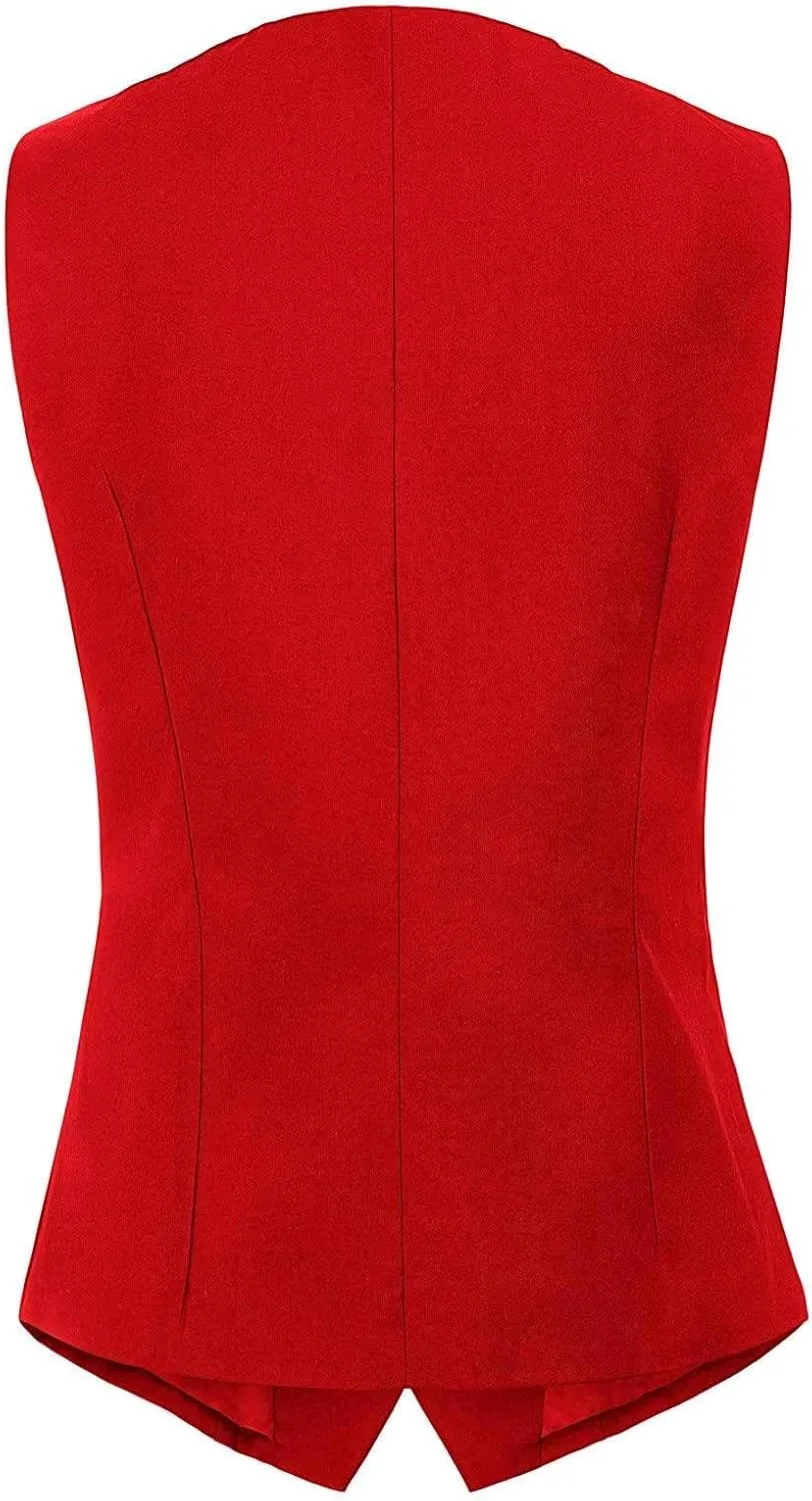 GRACE KARIN Women's V-Neck Slim Fit Office Bottoned Dressy Suit Vest Waistcoats