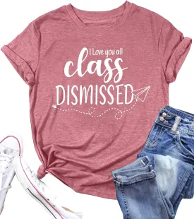 Last Day of School Teacher Shirt School Graduation Tee Teach Letter Print T Shirt Teacher Summer Holiday Tops