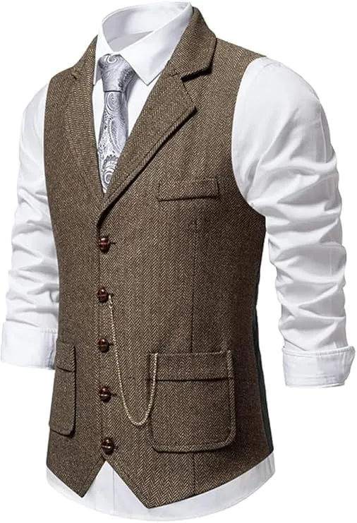 LMYOVE Mens Waistcoats Formal Wedding Waistcoat Solid Color Business Tuxedo Suit Vest