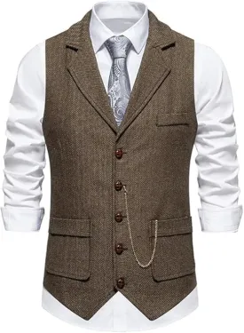 LMYOVE Mens Waistcoats Formal Wedding Waistcoat Solid Color Business Tuxedo Suit Vest