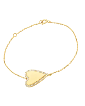 Outlined Diamond Heart Bracelet - 18K Gold Vermeil