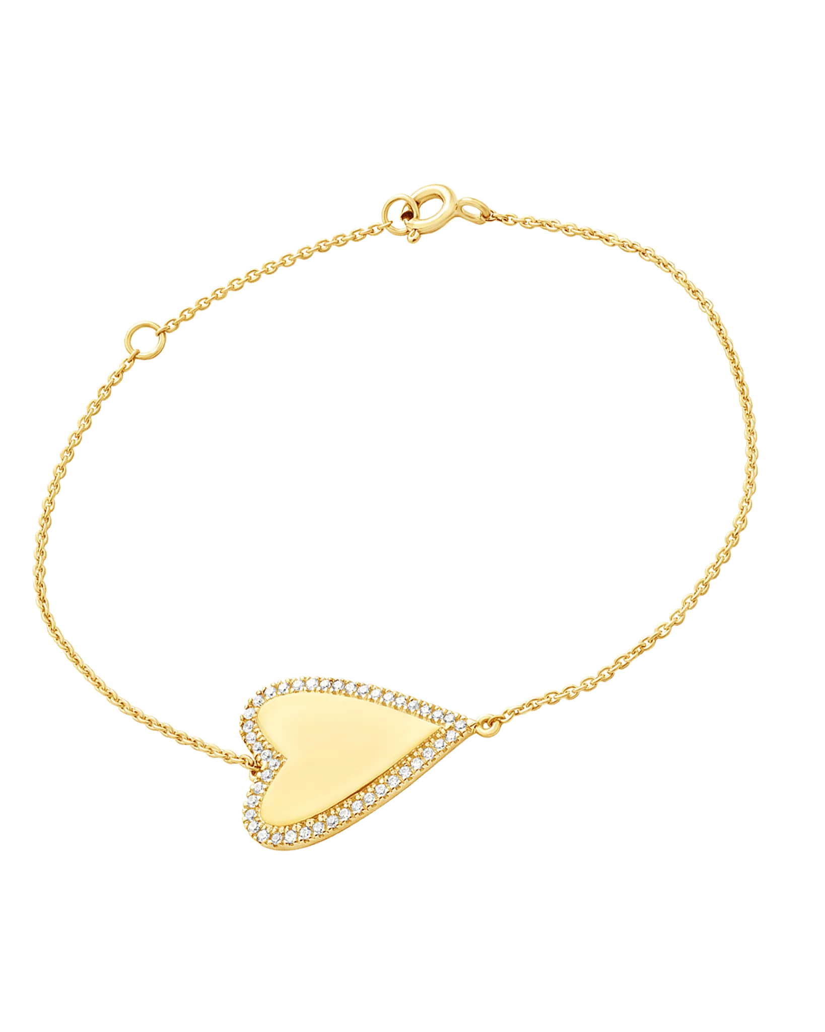 Outlined Diamond Heart Bracelet - 18K Gold Vermeil