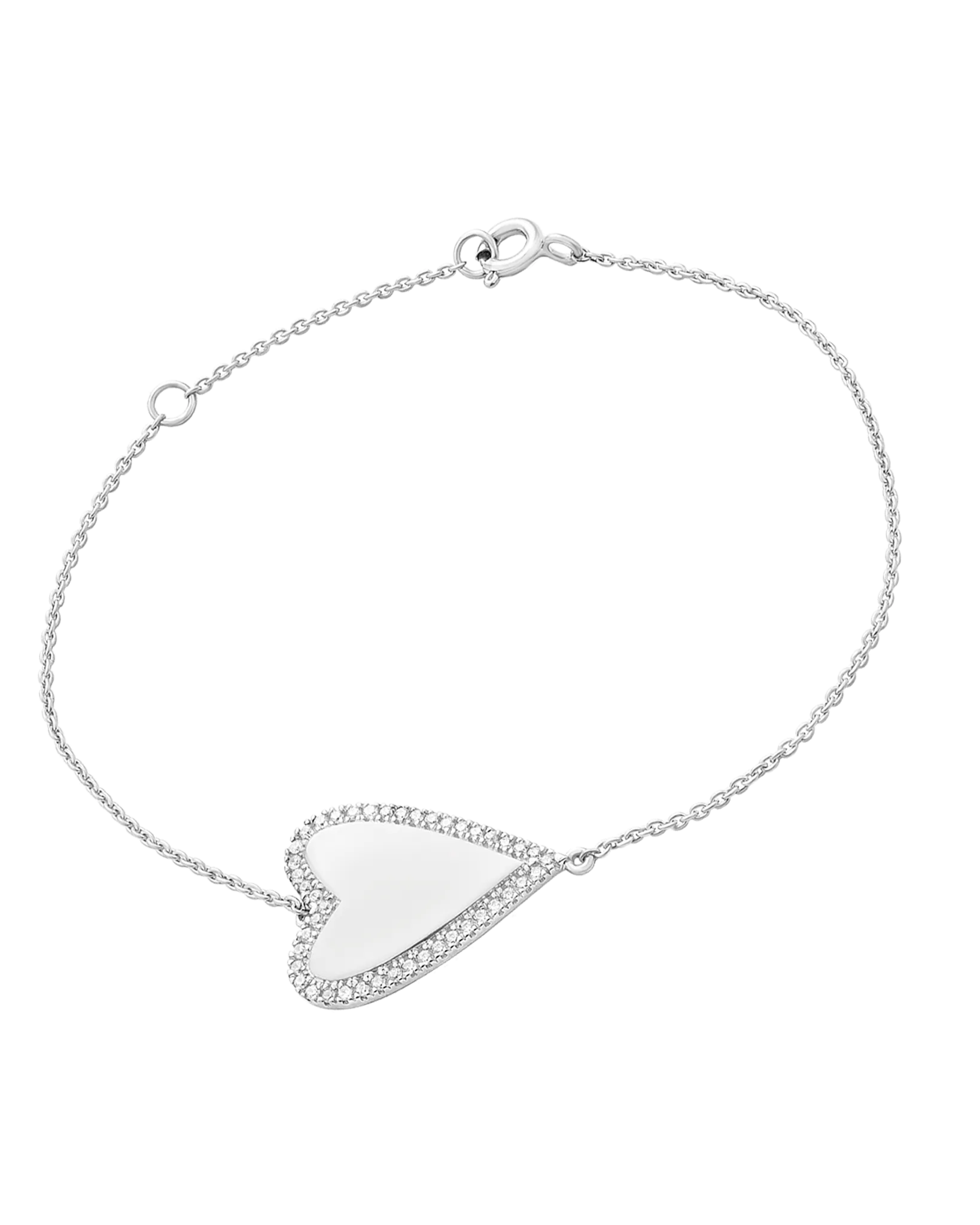 Outlined Diamond Heart Bracelet - 18K Gold Vermeil