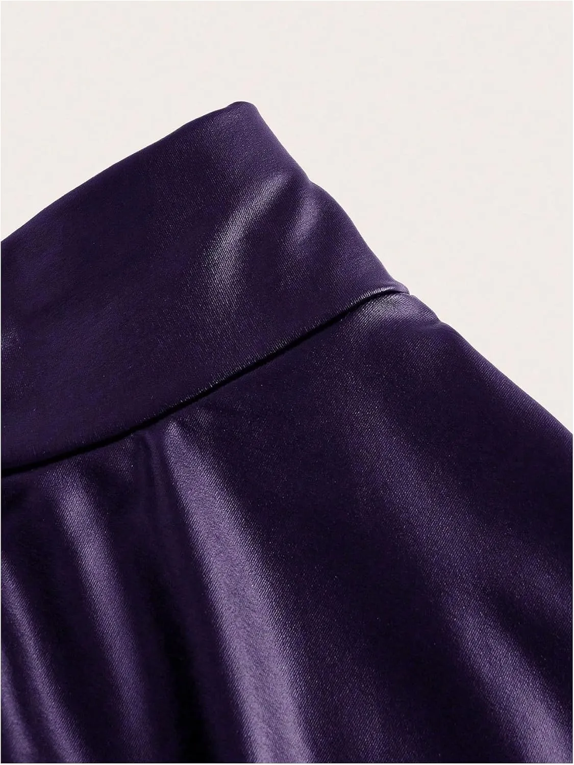 OYOANGLE Women's Plus Size PU Leather High Waisted Ruffle A Line Short Skirt Flared Skater Skirts