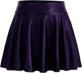 OYOANGLE Women's Plus Size PU Leather High Waisted Ruffle A Line Short Skirt Flared Skater Skirts