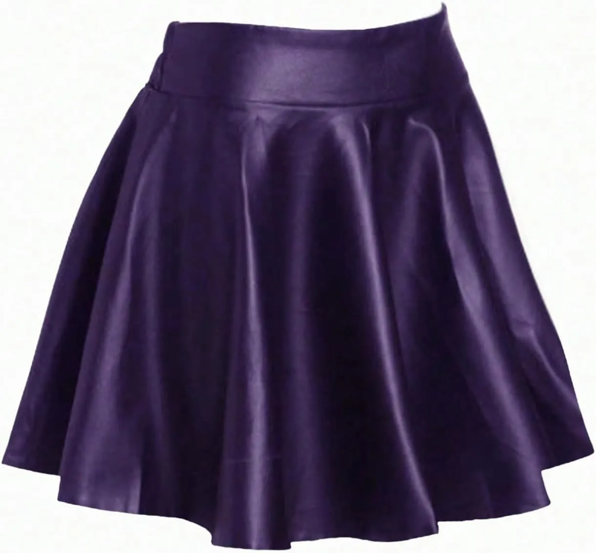 OYOANGLE Women's Plus Size PU Leather High Waisted Ruffle A Line Short Skirt Flared Skater Skirts