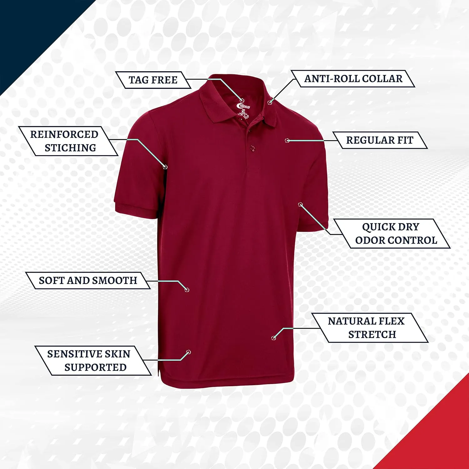 Premium Wear Men's High Moisture Wicking Polo T Shirts