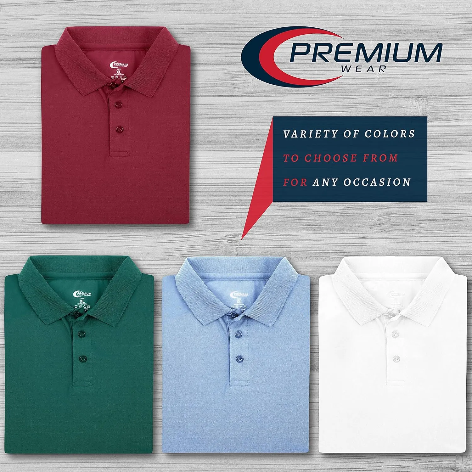 Premium Wear Men's High Moisture Wicking Polo T Shirts