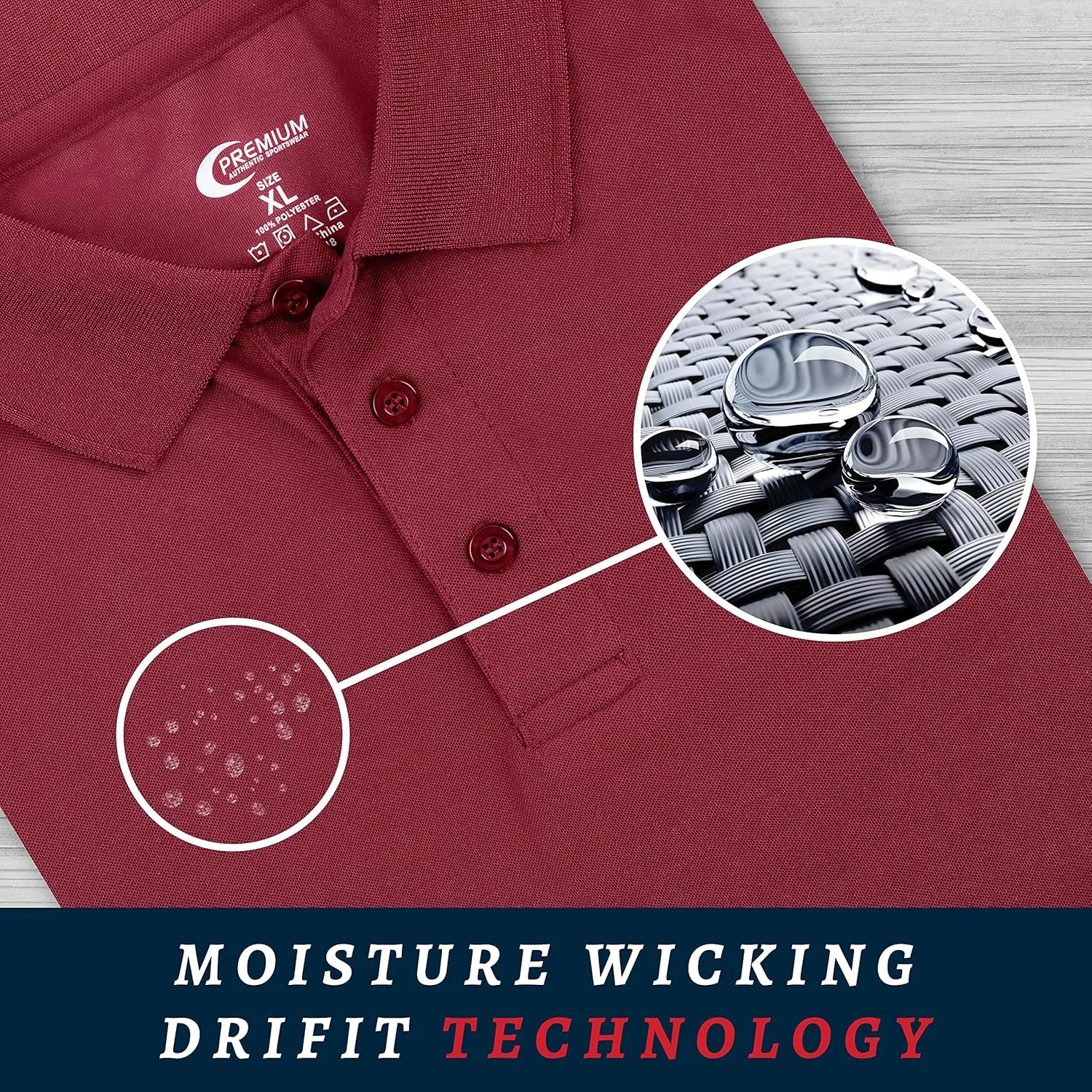 Premium Wear Men's High Moisture Wicking Polo T Shirts