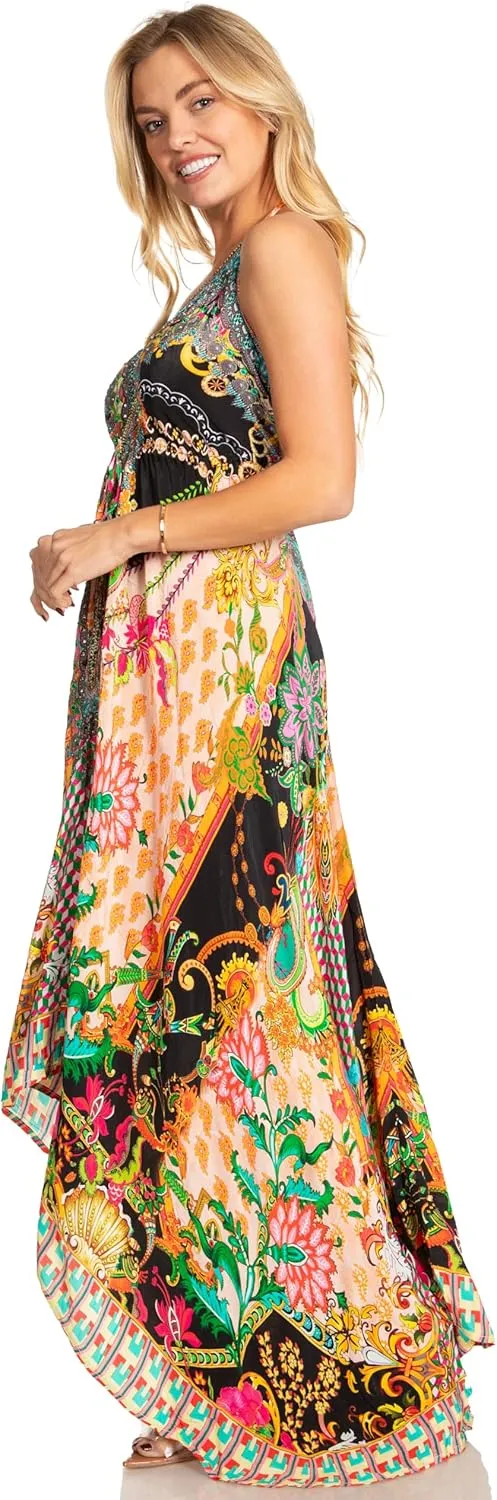 Sakkas Lizi 2025 Womens Maxi High-Low Halter Handkerchief Long Dress Beach Party