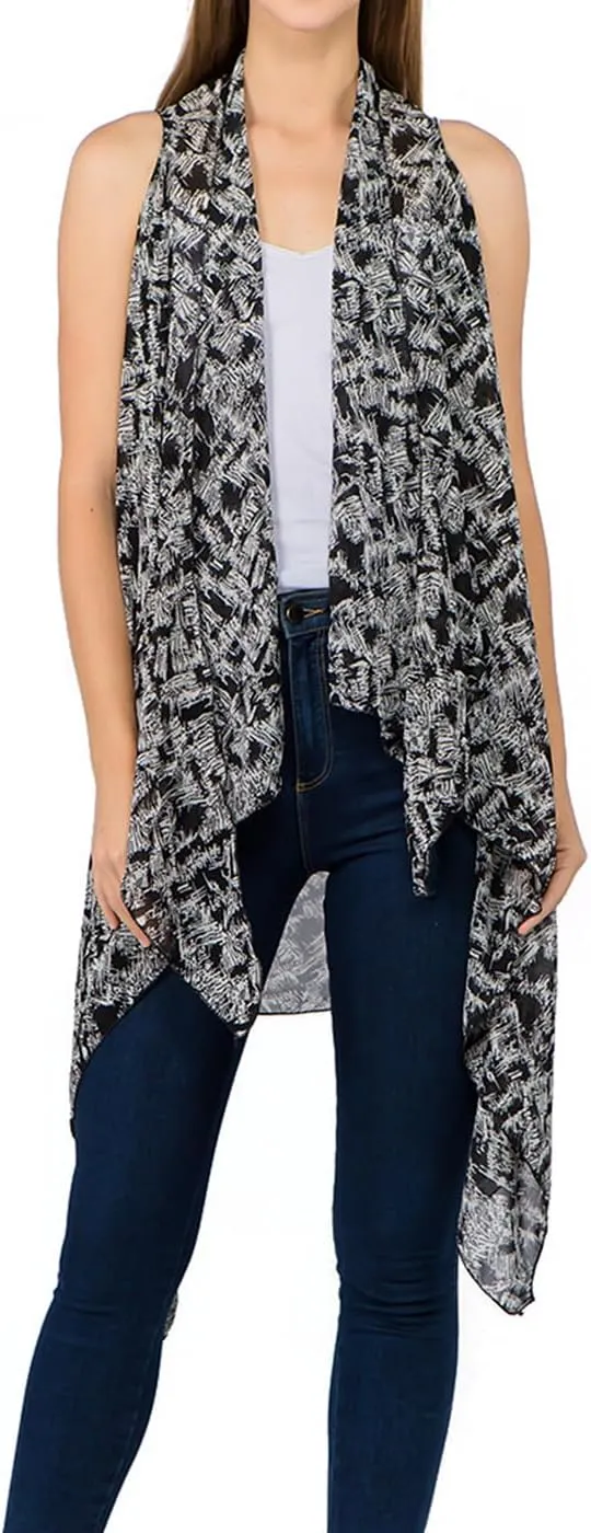 Scarfand's Women's Sheer Open Front Lightweight Sleeveless Long Duster Cardigan Vest