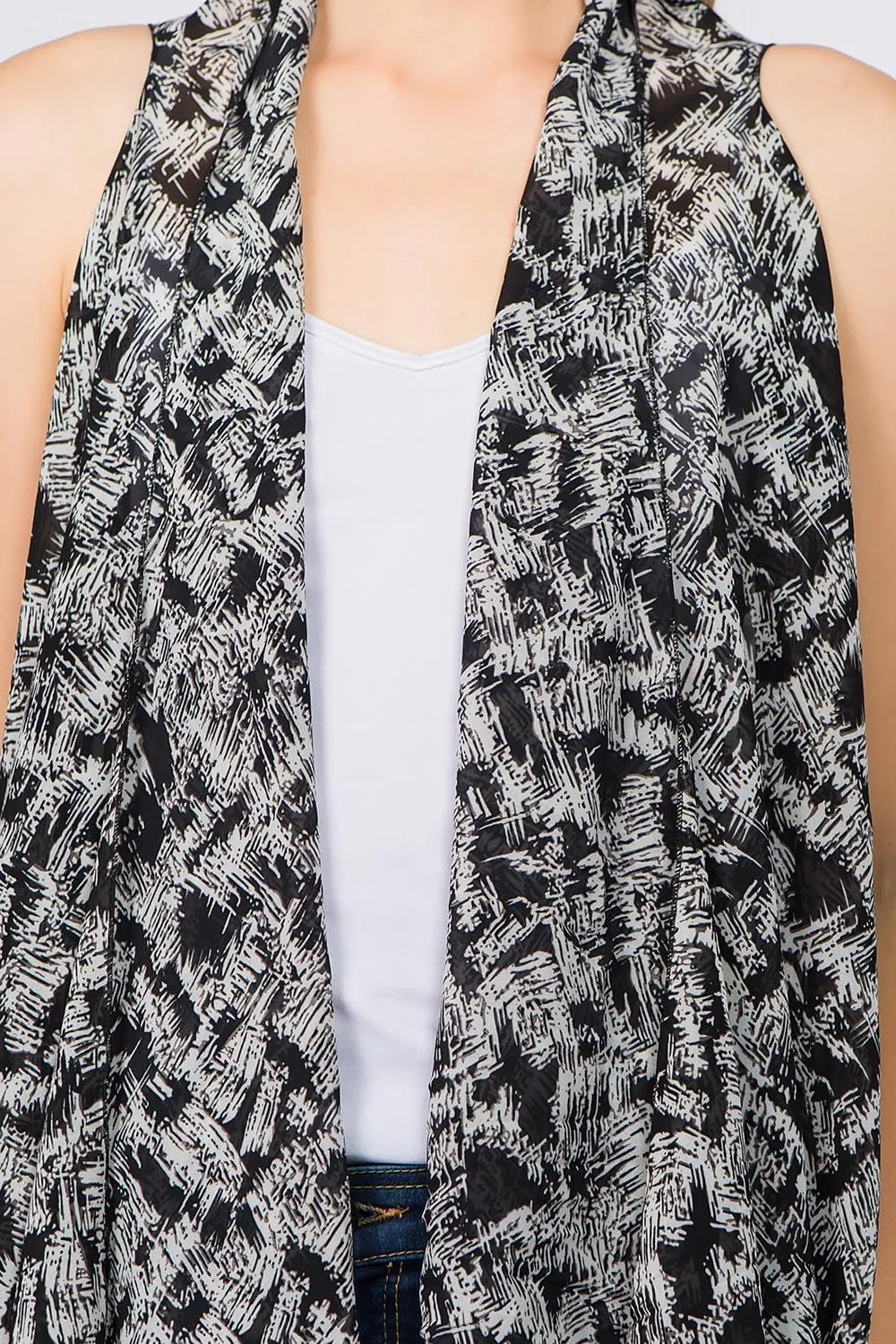 Scarfand's Women's Sheer Open Front Lightweight Sleeveless Long Duster Cardigan Vest