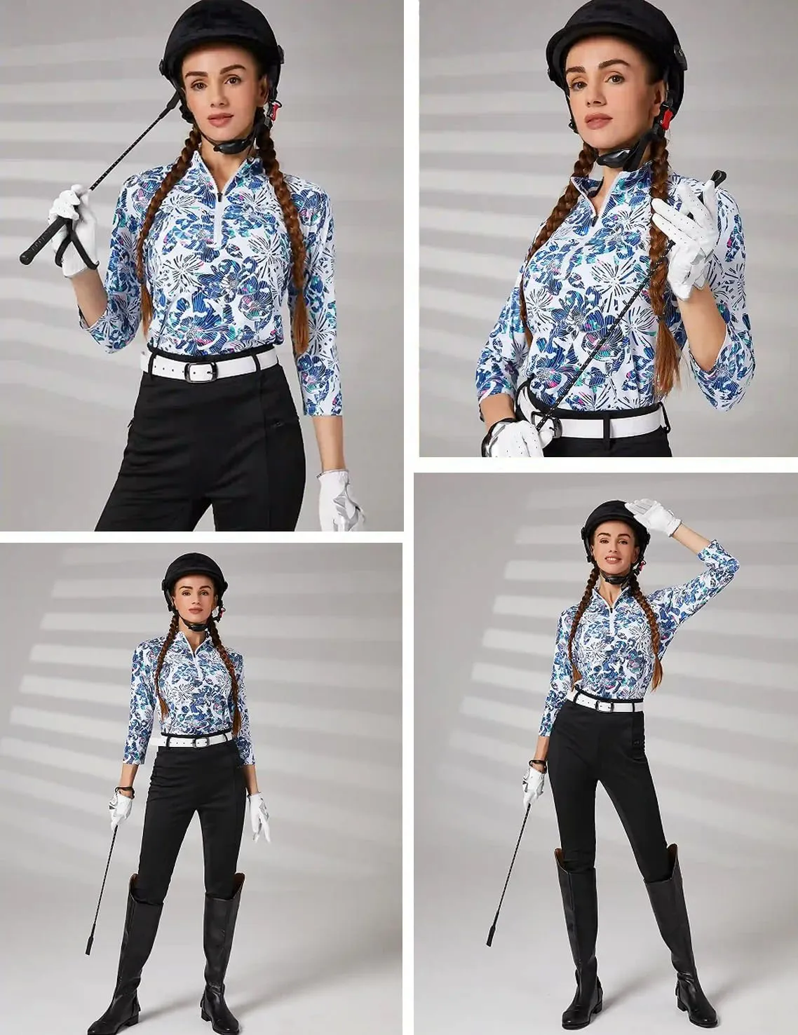 Soneven Womens 3/4 Sleeve Shirt UPF 50  Moisture Wicking Golf Polo Shirt for Casual Work