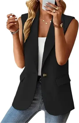 Spring Summer Women Clothing Casual Suit Vest Color Button Coat Blazer Jacket