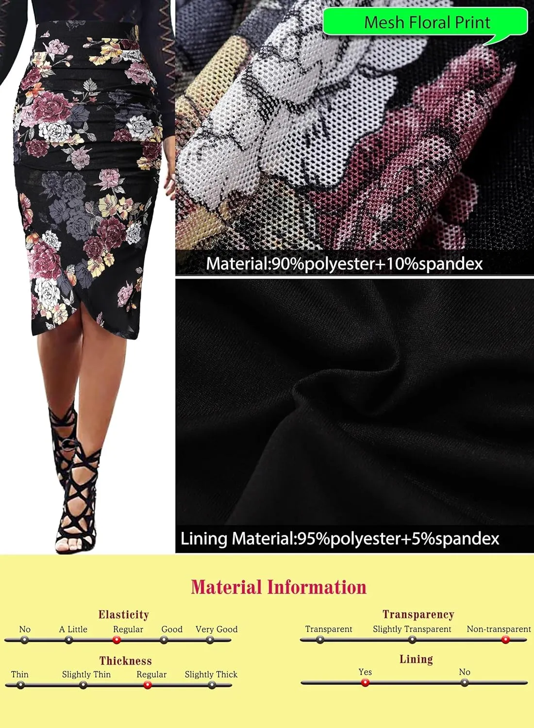 VFSHOW Womens Ruched Ruffle High Waist Asymmetric Wrap Casual Wok Office Party Slim Fitted Bodycon Pencil Midi Mid-Calf Skirt
