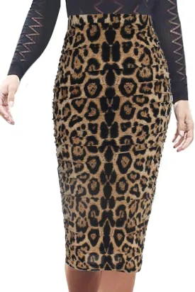 VFSHOW Womens Ruched Ruffle High Waist Casual Wok Office Party Slim Fitted Bodycon Pencil Midi Mid-Calf Skirt