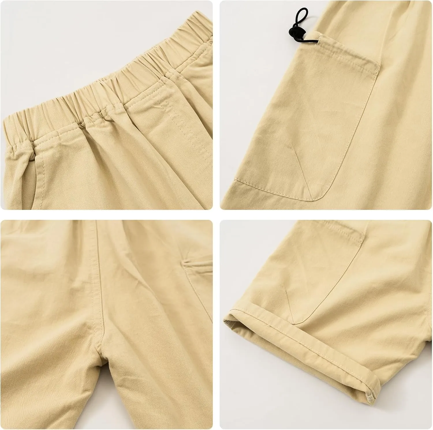 Volunboy Toddler Boys Summer Pull On Cargo Shorts Baby Cotton Jogger Elastic Waist Solid Casual 2 Pack