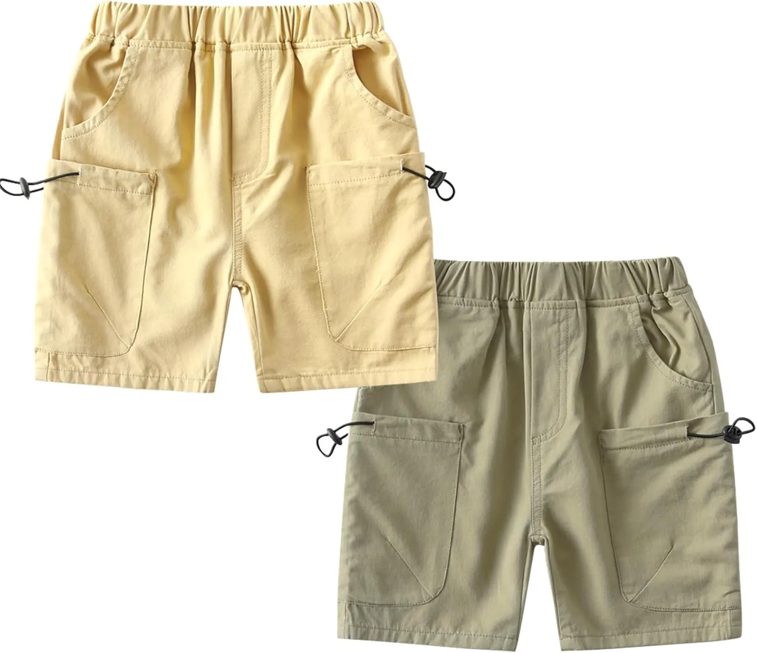 Volunboy Toddler Boys Summer Pull On Cargo Shorts Baby Cotton Jogger Elastic Waist Solid Casual 2 Pack
