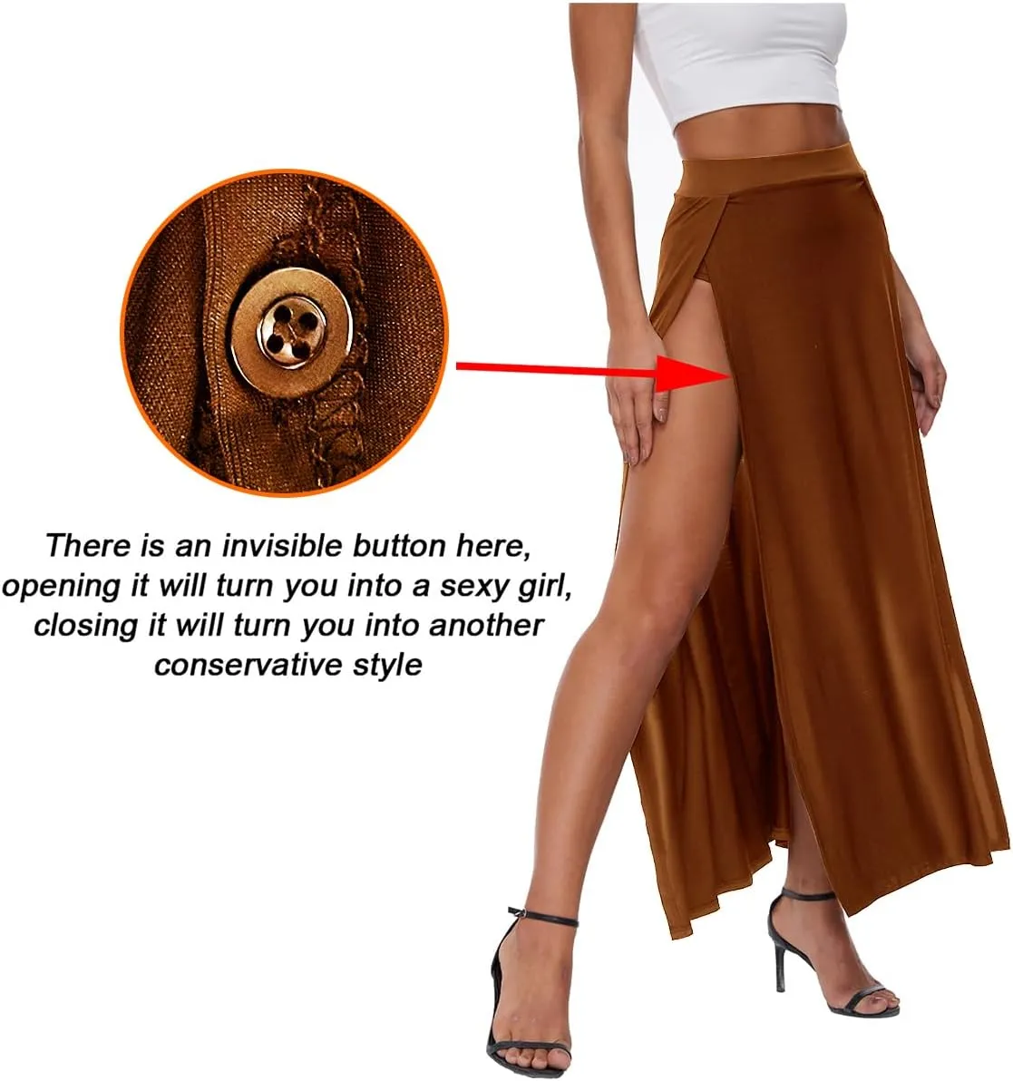 Women's Elastic Waist High Split Wrap Flowy Long Maxi Skirt Plain Side Slit Beach Party Maxi Skirts Renaissance Costume