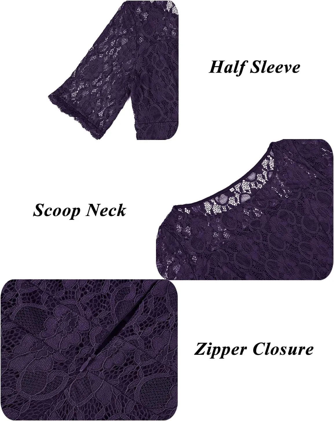Women's Plus Size Wedding Guest Bridal Shower Semi Formal Cocktail Party Lace V Neck Midi Dress