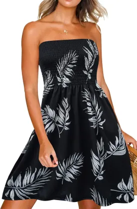 Zyyfly Summer Strapless Dress for Women Tube Top Sundress Casual Beach Cover Ups