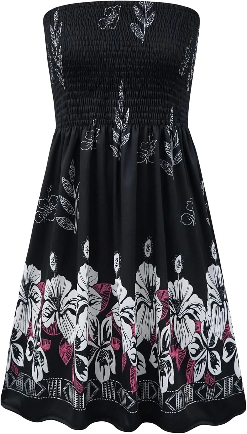 Zyyfly Summer Strapless Dress for Women Tube Top Sundress Casual Beach Cover Ups